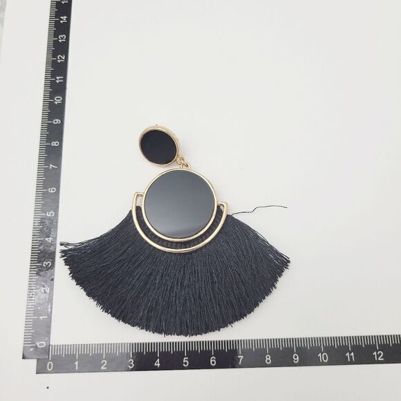 Brand New Forever 21 Black With Gold Tone Earrings - Picture 5 of 6
